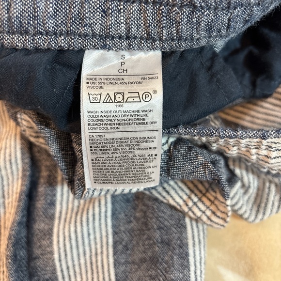Old Navy Navy Blue & White Striped Drawstring Linen Pants - Picture 6 of 9